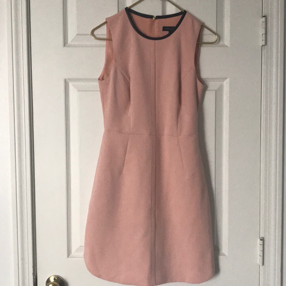 Banana Republic Light Pink Dress with Leather Trim